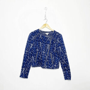 Joie Soft Akinyi Quilted Ikat Crop Jacket blue moto zippered womens s Small